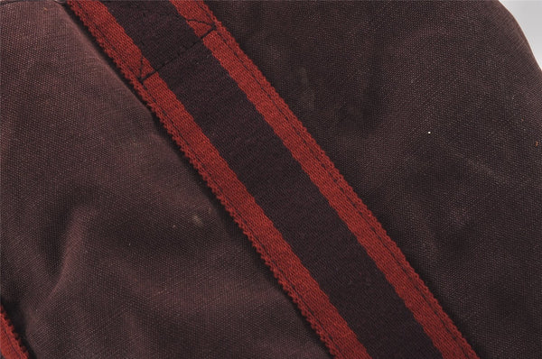 Authentic HERMES Fourre Tout Cabas Hand Tote Bag Canvas Bordeaux Red 1535J