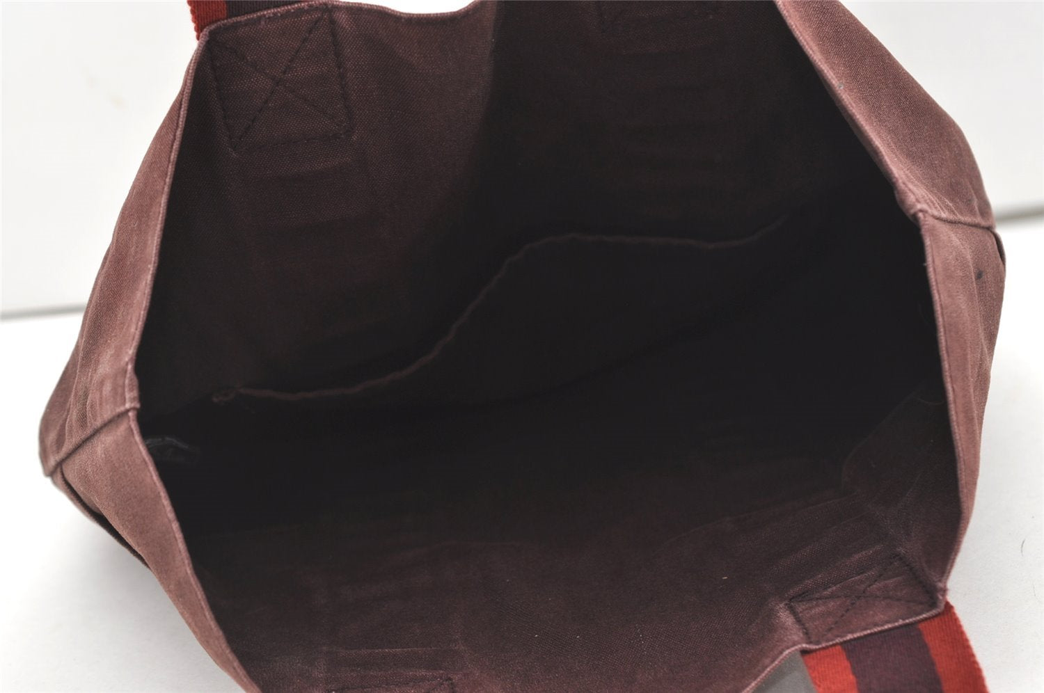 Authentic HERMES Fourre Tout Cabas Hand Tote Bag Canvas Bordeaux Red 1535J
