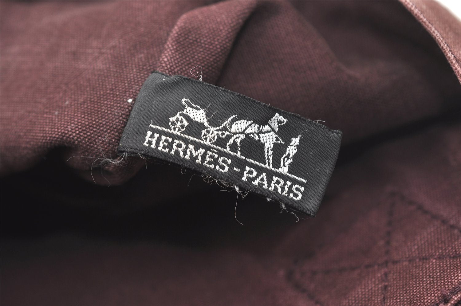 Authentic HERMES Fourre Tout Cabas Hand Tote Bag Canvas Bordeaux Red 1535J