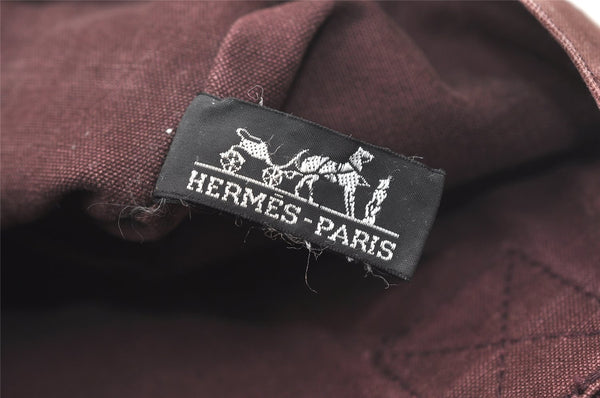 Authentic HERMES Fourre Tout Cabas Hand Tote Bag Canvas Bordeaux Red 1535J