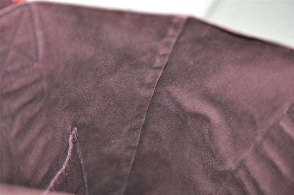 Authentic HERMES Fourre Tout Cabas Hand Tote Bag Canvas Bordeaux Red 1535J