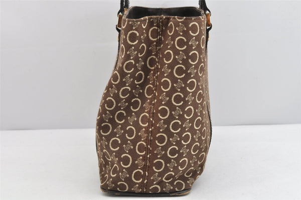 Authentic CELINE C Macadam Blason Pattern Hand Bag Canvas Leather Brown 1537K