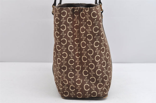 Authentic CELINE C Macadam Blason Pattern Hand Bag Canvas Leather Brown 1537K