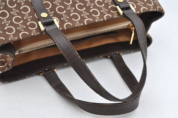 Authentic CELINE C Macadam Blason Pattern Hand Bag Canvas Leather Brown 1537K