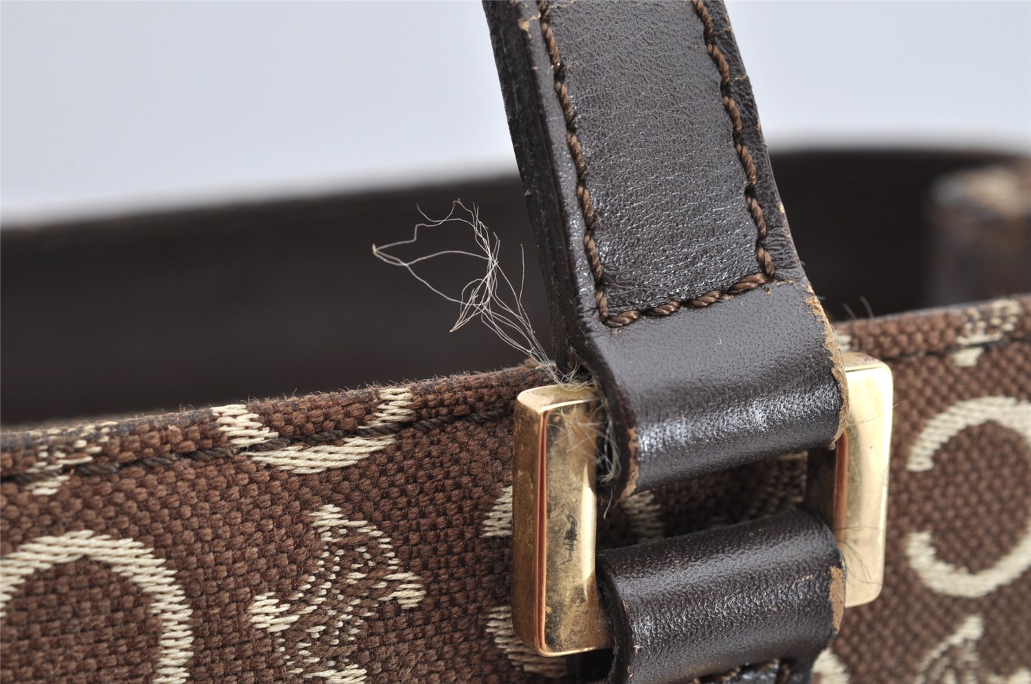 Authentic CELINE C Macadam Blason Pattern Hand Bag Canvas Leather Brown 1537K