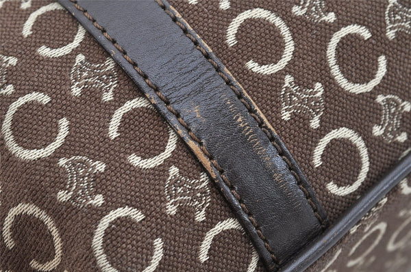 Authentic CELINE C Macadam Blason Pattern Hand Bag Canvas Leather Brown 1537K