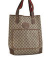Authentic GUCCI Web Sherry Line Shoulder Tote Bag GG PVC Leather Brown 1539J