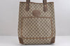 Authentic GUCCI Web Sherry Line Shoulder Tote Bag GG PVC Leather Brown 1539J