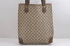 Authentic GUCCI Web Sherry Line Shoulder Tote Bag GG PVC Leather Brown 1539J