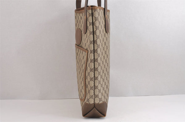 Authentic GUCCI Web Sherry Line Shoulder Tote Bag GG PVC Leather Brown 1539J