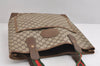 Authentic GUCCI Web Sherry Line Shoulder Tote Bag GG PVC Leather Brown 1539J