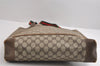 Authentic GUCCI Web Sherry Line Shoulder Tote Bag GG PVC Leather Brown 1539J