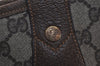 Authentic GUCCI Web Sherry Line Shoulder Tote Bag GG PVC Leather Brown 1539J