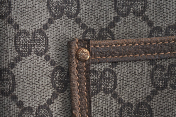Authentic GUCCI Web Sherry Line Shoulder Tote Bag GG PVC Leather Brown 1539J