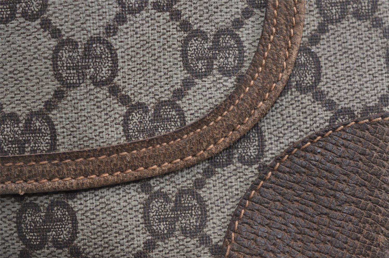 Authentic GUCCI Web Sherry Line Shoulder Tote Bag GG PVC Leather Brown 1539J