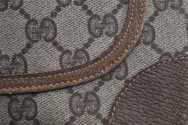 Authentic GUCCI Web Sherry Line Shoulder Tote Bag GG PVC Leather Brown 1539J