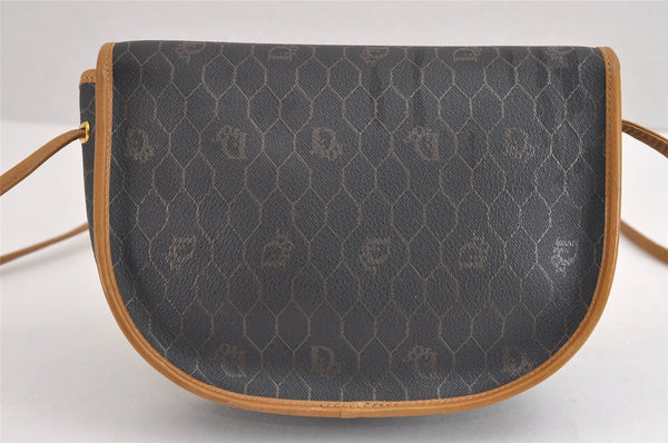 Authentic Christian Dior Honeycomb Shoulder Cross Bag PVC Leather Black 1540J