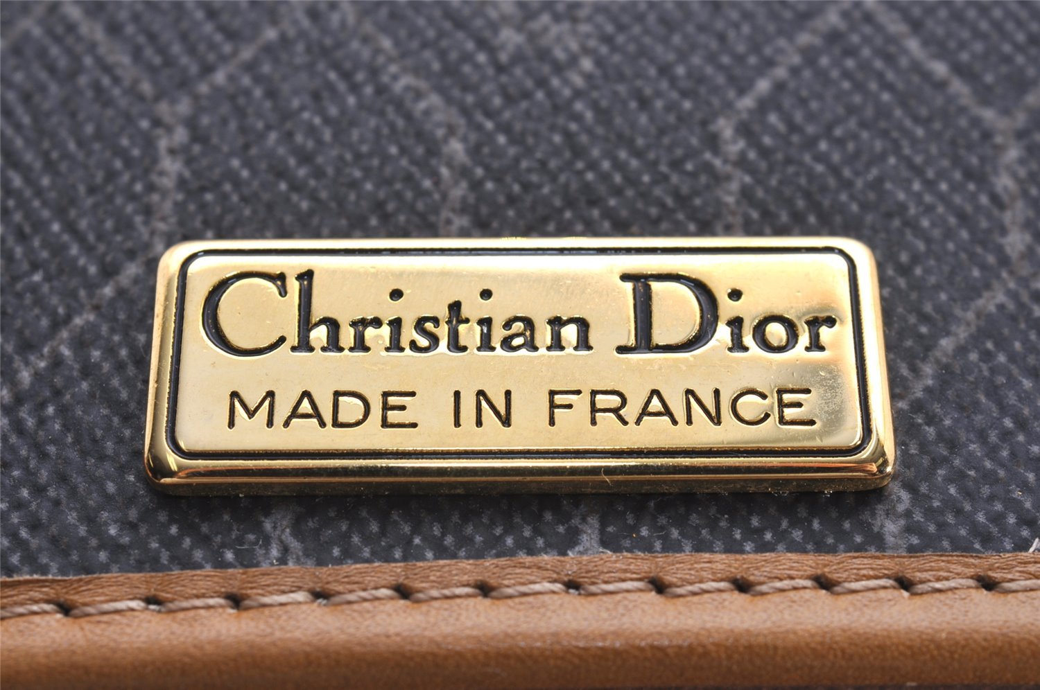 Authentic Christian Dior Honeycomb Shoulder Cross Bag PVC Leather Black 1540J