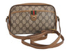 Authentic GUCCI Web Sherry Line Shoulder Cross Bag GG PVC Leather Brown 1541J