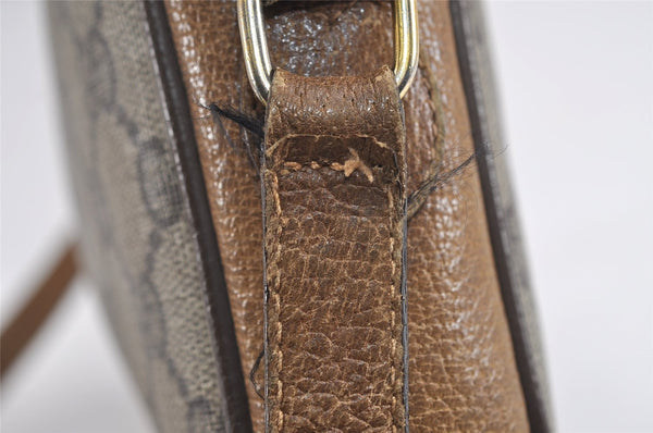 Authentic GUCCI Web Sherry Line Shoulder Cross Bag GG PVC Leather Brown 1541J