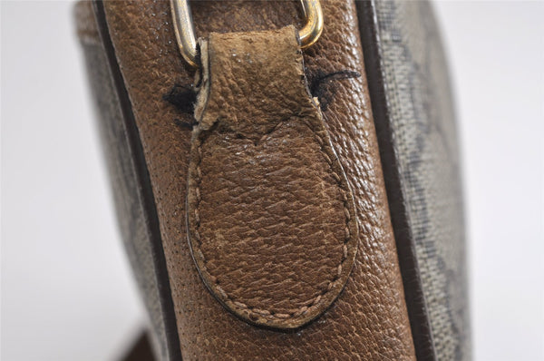 Authentic GUCCI Web Sherry Line Shoulder Cross Bag GG PVC Leather Brown 1541J