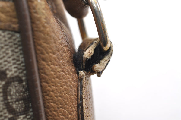 Authentic GUCCI Web Sherry Line Shoulder Cross Bag GG PVC Leather Brown 1541J