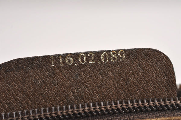 Authentic GUCCI Web Sherry Line Shoulder Cross Bag GG PVC Leather Brown 1541J