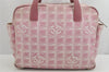 Authentic CHANEL New Travel Line 2Way Hand Bag Purse Nylon Leather Pink 1541K