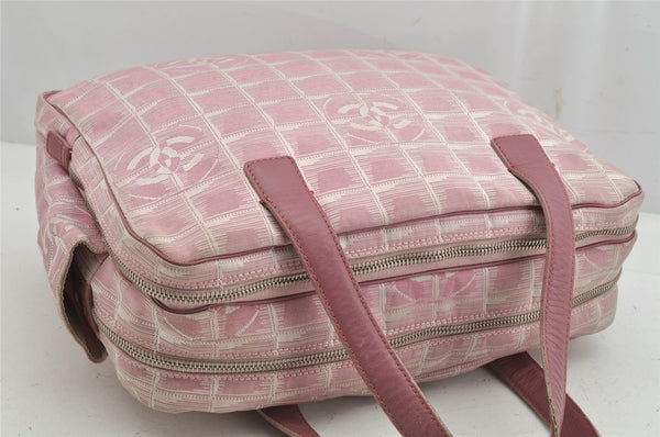 Authentic CHANEL New Travel Line 2Way Hand Bag Purse Nylon Leather Pink 1541K