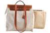 Authentic HERMES Her Bag MM 2 In 1 2Way Tote Bag Canvas Leather White 1542J