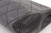 Authentic CHANEL Calf Skin Bicolore CC Logo Clutch Hand Bag Purse Black 1542K