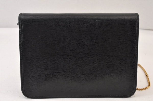 Authentic Christian Dior Chain Shoulder Cross Body Bag Purse Leather Black 1544K