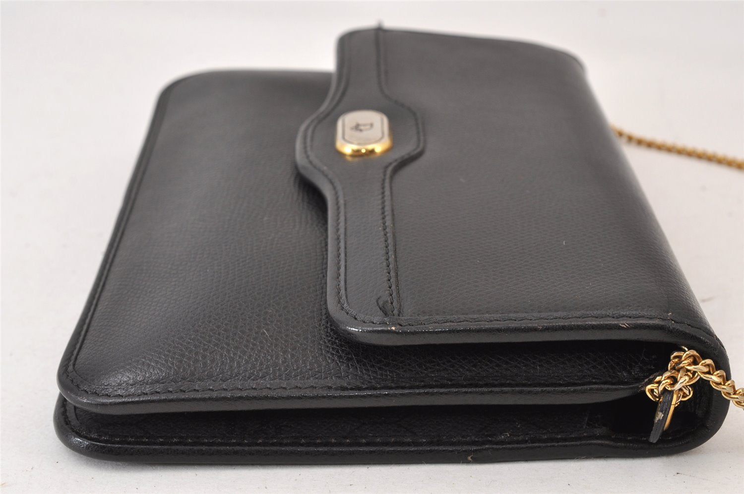 Authentic Christian Dior Chain Shoulder Cross Body Bag Purse Leather Black 1544K