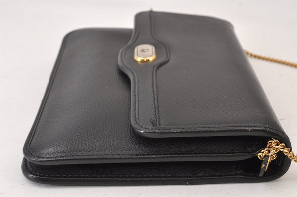 Authentic Christian Dior Chain Shoulder Cross Body Bag Purse Leather Black 1544K