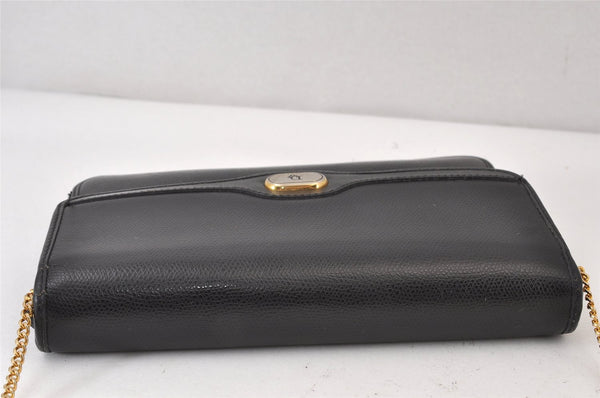 Authentic Christian Dior Chain Shoulder Cross Body Bag Purse Leather Black 1544K