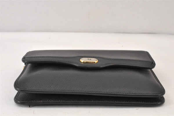 Authentic Christian Dior Chain Shoulder Cross Body Bag Purse Leather Black 1544K
