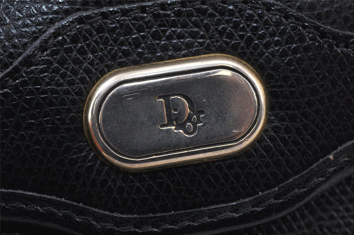 Authentic Christian Dior Chain Shoulder Cross Body Bag Purse Leather Black 1544K