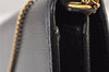 Authentic Christian Dior Chain Shoulder Cross Body Bag Purse Leather Black 1544K