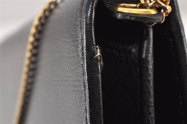 Authentic Christian Dior Chain Shoulder Cross Body Bag Purse Leather Black 1544K