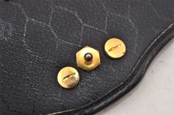 Authentic Christian Dior Chain Shoulder Cross Body Bag Purse Leather Black 1544K