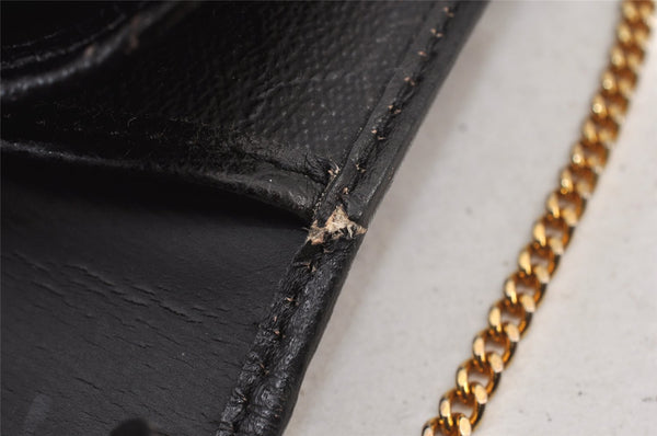 Authentic Christian Dior Chain Shoulder Cross Body Bag Purse Leather Black 1544K
