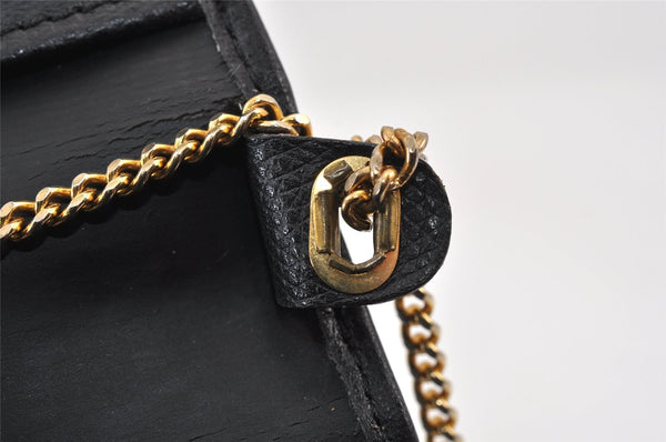 Authentic Christian Dior Chain Shoulder Cross Body Bag Purse Leather Black 1544K