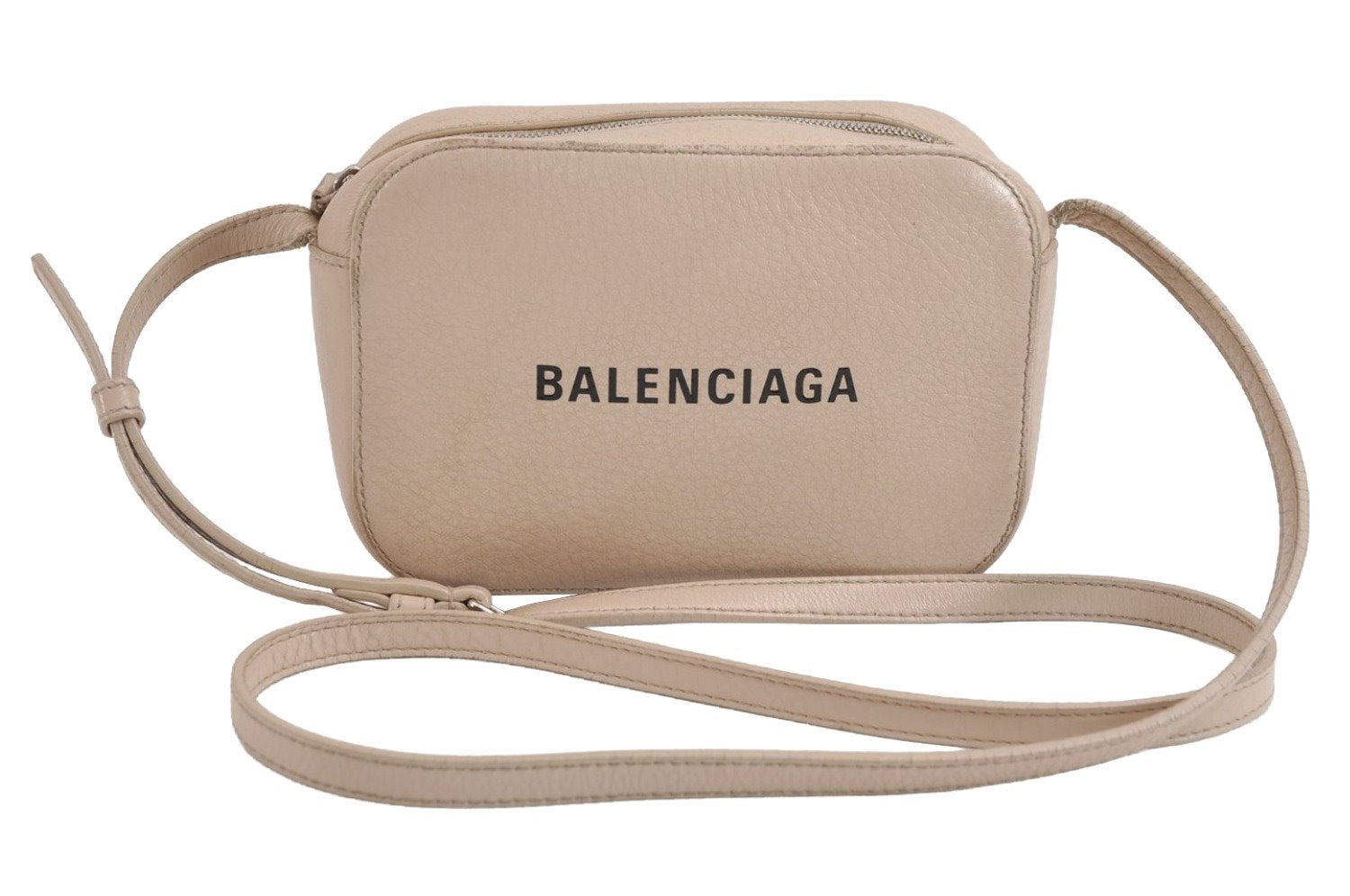 Auth BALENCIAGA Everyday Camera Bag XS Shoulder Bag Leather 552372 Beige 1545J