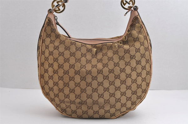 Authentic GUCCI Twins Shoulder Hand Bag GG Canvas Leather 232962 Brown 1546J