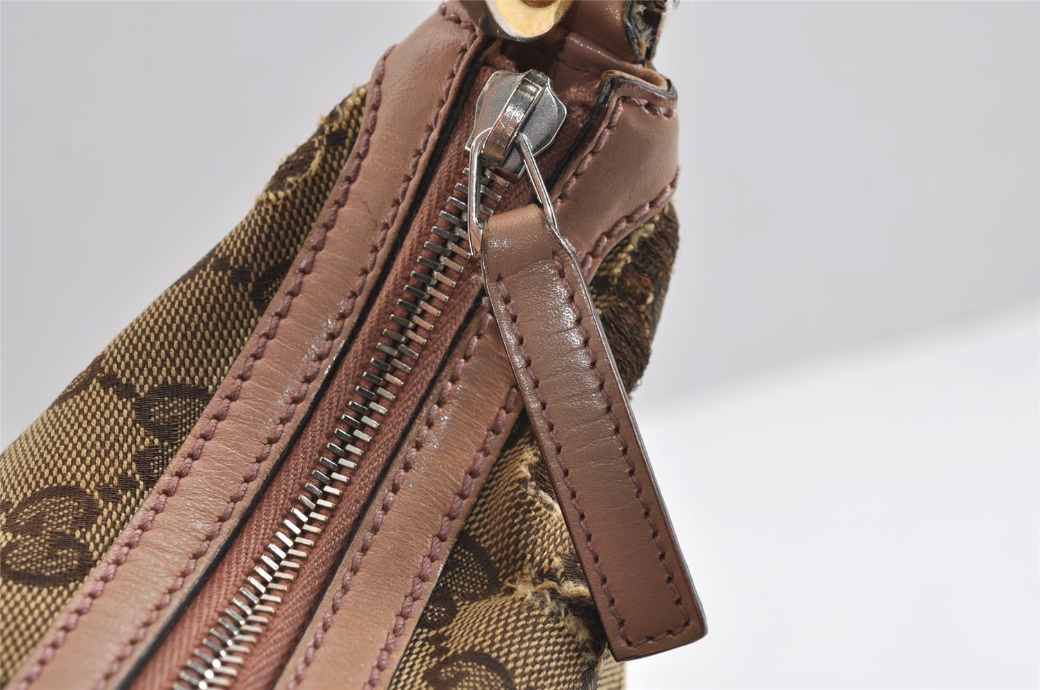 Authentic GUCCI Twins Shoulder Hand Bag GG Canvas Leather 232962 Brown 1546J