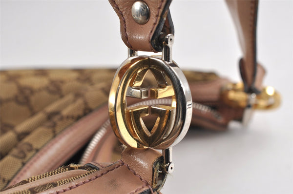 Authentic GUCCI Twins Shoulder Hand Bag GG Canvas Leather 232962 Brown 1546J