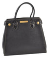 Authentic BURBERRY Vintage Leather Hand Bag Purse Black 1546K