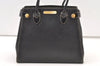 Authentic BURBERRY Vintage Leather Hand Bag Purse Black 1546K