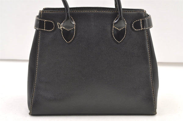 Authentic BURBERRY Vintage Leather Hand Bag Purse Black 1546K