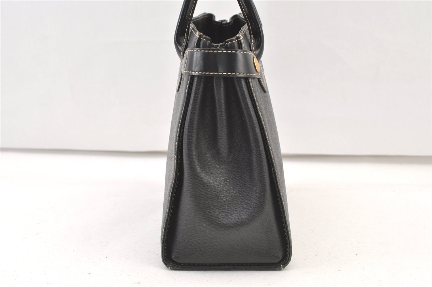 Authentic BURBERRY Vintage Leather Hand Bag Purse Black 1546K
